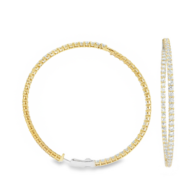 10K Solid Yellow Gold Womens Lab Diamond Hoop Earrings 11.71 Ctw